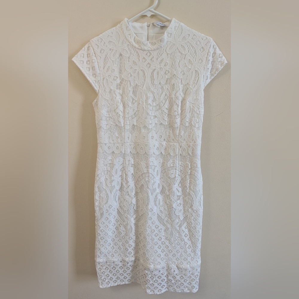 Baltic Born Short Sleeve All Lace Aria Column Midi Dress, Size Large, White - Picture 5 of 12